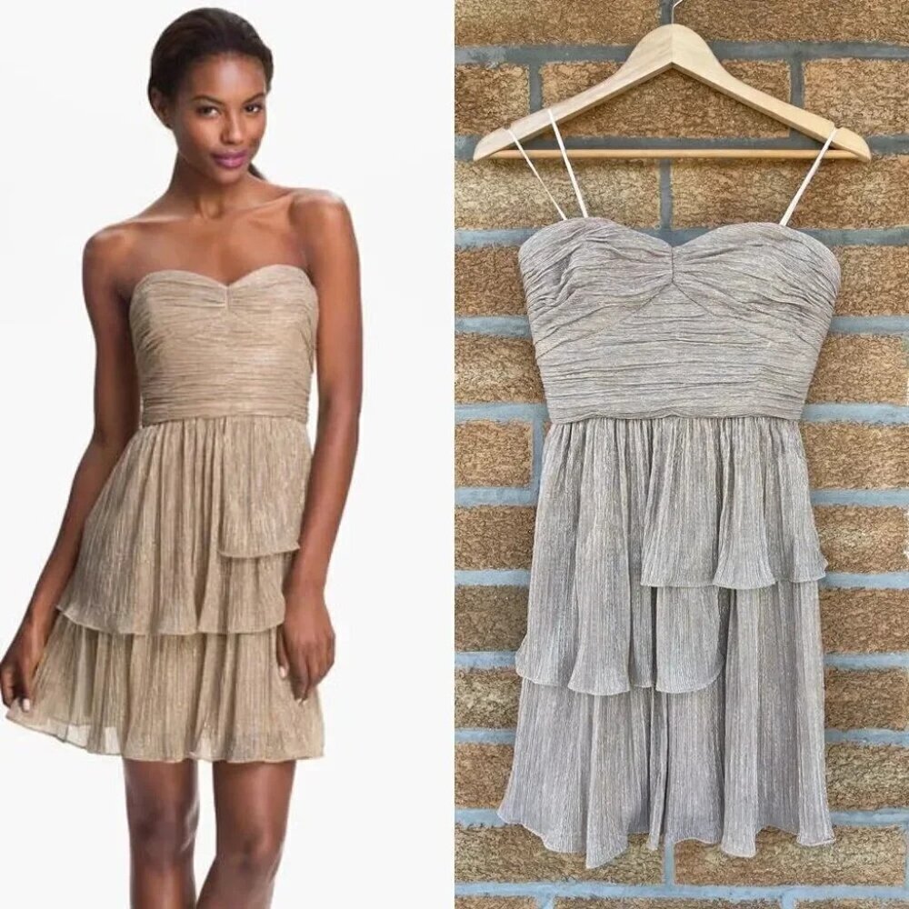 MAX & CLEO Rebecca' Ruched Metallic Dress 4